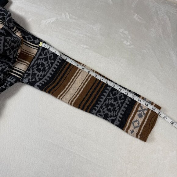 Stetson Womens Southwestern Cardigan Sweater Belted Shawl Collar L Brown/Gray St - Picture 5 of 8